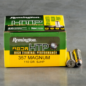 20rds – 357 Magnum Remington HTP 110gr. SJHP Ammo