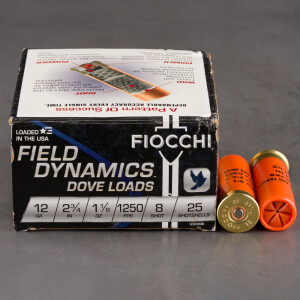 250rds - 12 Gauge Fiocchi Texas Dove 2 3/4" 1 1/8 oz. #8 Shot Ammo