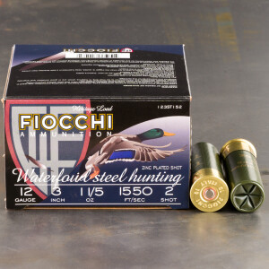 25rds – 12 Gauge Fiocchi 3" 1-1/5oz. #2 Steel Shot Ammo