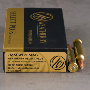 20rds - 7mm Weatherby Mag. 160gr. Nosler Partition Ammo