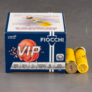 250rds – 20 Gauge Fiocchi VIP 2-3/4" 7/8oz. #8 Shot Ammo
