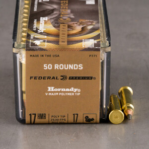 50rds - 17 HMR Federal 17gr. Hornady V-Max Ammo
