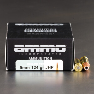 20rds – 9mm Ammo Inc. 124gr. JHP Ammo