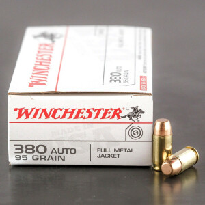 50rds - .380 Auto Winchester USA 95gr. FMJ Ammo