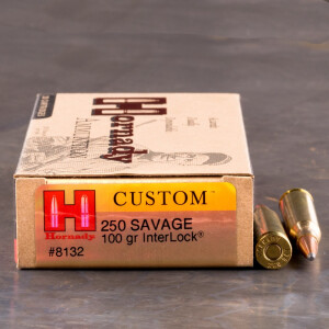 20rds – 250 Savage Hornady Custom 100gr. Interlock SP Ammo 