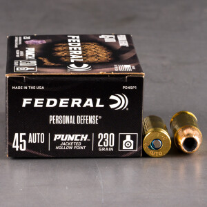 20rds – 45 ACP Federal Punch 230gr. JHP Ammo