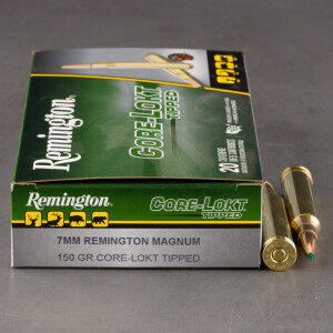 20rds – 7mm Rem Mag Remington Core-Lokt Tipped 150gr. Polymer Tip Ammo
