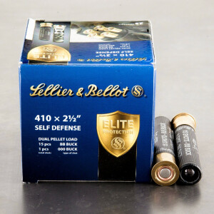 25rds - 410 Bore Sellier & Bellot Elite Protection 2-1/2" Dual Pellet Load - 000 Buckshot + BB Ammo 