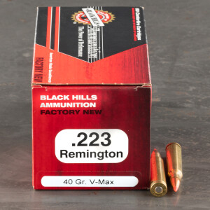 50rds - 223 Black Hills 40gr. V-Max Polymer Tip Ammo