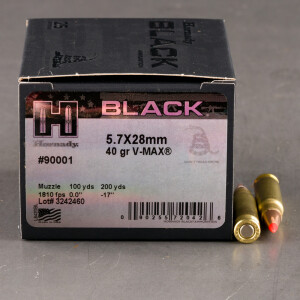 25rds – 5.7x28mm Hornady BLACK 40gr. V-MAX Ammo