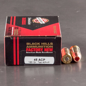 20rds - 45 ACP Black Hills 185gr. Tac-XP +P HP Ammo