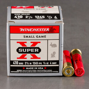 25rds – 410 Gauge Winchester Super-X High Brass 2-1/2" 1/2oz. #4 Shot Ammo