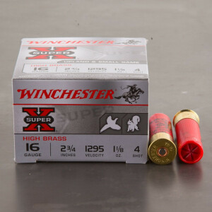 250rds - 16 Gauge Winchester Super-X 2 3/4" 1 1/8oz. #4 Shot Ammo