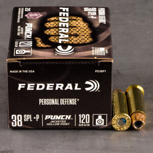 200rds – 38 Special +P Federal Punch 120gr. JHP Ammo