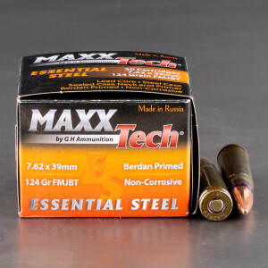 1000rds – 7.62x39 MAXXTech Essential Steel 124gr. FMJBT Ammo