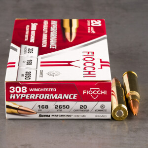 200rds - 308 Fiocchi 168gr. MatchKing Hollow Point Ammo
