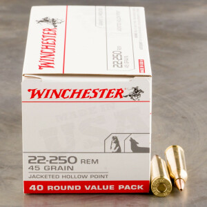 400rds - 22-250 Winchester USA Value Pack 45gr Hollow Point Ammo