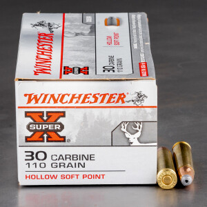 50rds - 30 Carbine Winchester Super-X 110gr. Hollow Soft Point Ammo