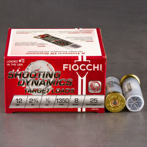25rds - 12ga Fiocchi 2 3/4" 7/8oz. #8 Shot Target Ammo