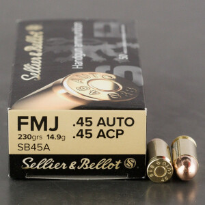 50rds - 45 ACP Sellier & Bellot 230gr. FMJ Ammo