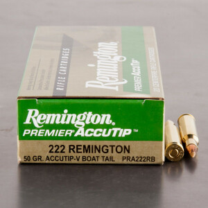 20rds – 222 Rem Remington Premier 50gr. AccuTip-V BT Ammo