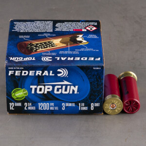 25rds – 12 Gauge Federal Top Gun 2-3/4" 1-1/8oz. #8 Shot Ammo