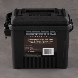 180rds – 7.62x39 Ammo Inc. 123gr. FMJ M67 Ammo in Field Box
