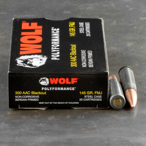20rds – 300 AAC Blackout Wolf 145gr. FMJ Ammo