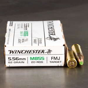 20rds – 5.56x45 Winchester 62gr. FMJ M855 Ammo