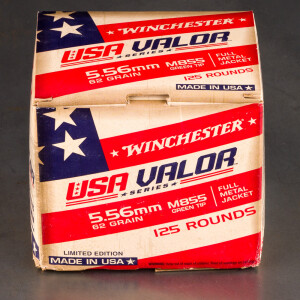 125rds – 5.56x45 Winchester USA VALOR 62gr. FMJ M855 Ammo