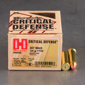 250rds - 357 Mag Hornady Critical Defense 125gr. FTX Hollow Point Ammo