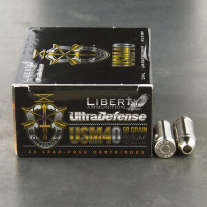 20rds - 40 S&W Liberty Ultra Defense 60gr. HP LF Ammo