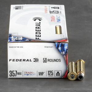50rds – 357 Magnum Federal Train + Protect 125gr. JHP Ammo