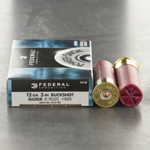 5rds – 12 Gauge Federal Power-Shok 3" 41 Pellet #4 Buckshot Ammo