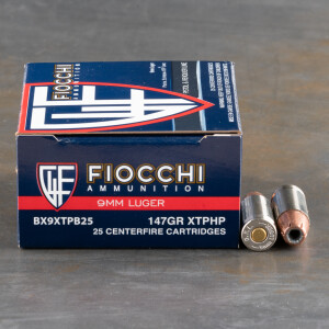 25rds - 9mm Fiocchi 147gr. XTP JHP Ammo