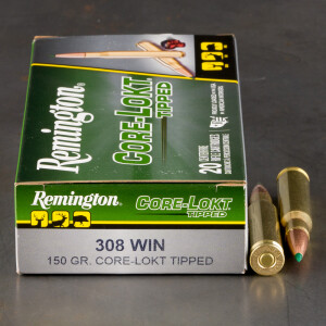 20rds – 308 Win Remington Core-Lokt Tipped 150gr. Polymer Tip Ammo