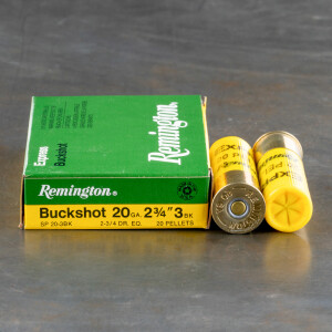 5rds – 20 Gauge Remington Express 2-3/4" 20 Pellet #3 Buckshot Ammo