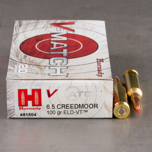 200rds – 6.5 Creedmoor Hornady V-Match 100gr. ELD-VT Ammo
