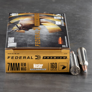 20rds - 7mm Rem Mag Federal Vital-Shok 160gr. Nosler Partition SP Ammo