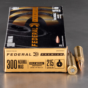 20rds – 300 Norma Magnum Federal Gold Medal 215gr. Berger Hybrid Ammo
