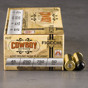 50rds - 45 Long Colt Fiocchi Cowboy 250gr. LRNFP Ammo