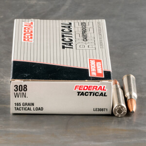 20rds – 308 Win Federal LE Tactical Bonded 165gr. SP Ammo