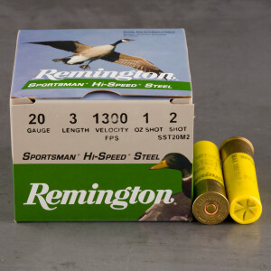25rds – 20 Gauge Remington Sportsman Hi-Speed Steel 3" 1oz. #2 Steel Shot Ammo