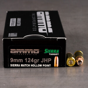 1000rds – 9mm Ammo Inc. 124gr. Match JHP Ammo