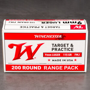 1000rds - 9mm Wincester Range Pack 115gr. FMJ Ammo