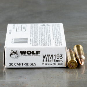 20 Rounds of 5.56x45 Ammo by Wolf Gold - 55gr FMJ