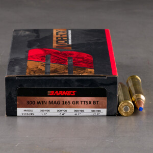 20rds – 300 Win Mag Barnes VOR-TX 165gr. TTSX BT Ammo