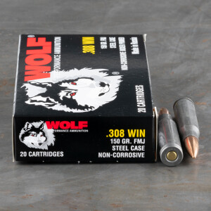 20rds – 308 Win Wolf 150gr. FMJ Ammo
