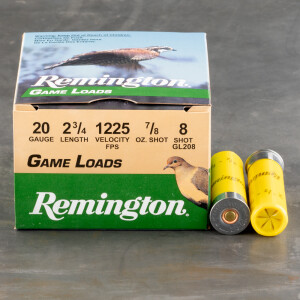 250rds – 20 Gauge Remington Game Loads 2-3/4" 7/8oz. #8 Shot Ammo