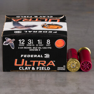 250rds – 12 Gauge Federal Ultra Clay & Field 2-3/4" 1-1/8oz. #8 Shot Ammo